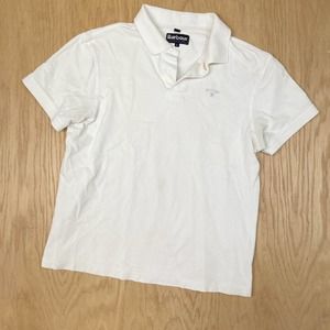 Mens BARBOUR Slim Fit Polo Shirt White Classic Pique